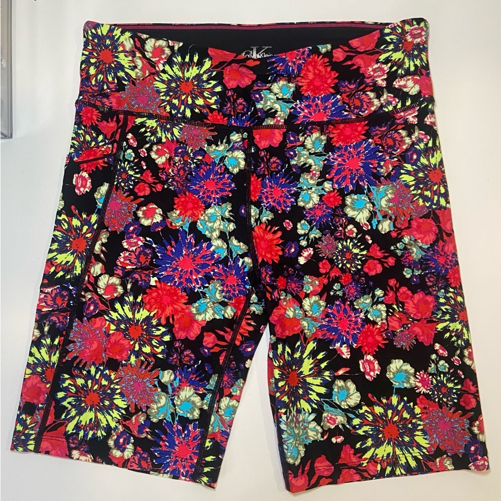 Calvin Klein multicolored floral high waisted biker shorts size Large